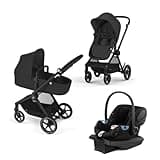 Cybex EOS 5-in-1 Travel System Stroller + Lightweight Aton G Infant Car Seat, Moon Black