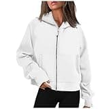 clearance Scuba Dupes Sweatshirt Women's Fashion Hoodies & Sweatshirts Casual Long Sleeve y2k Clothes Full Zip Up Cropped Hoodie Jacket With Pockets White XL