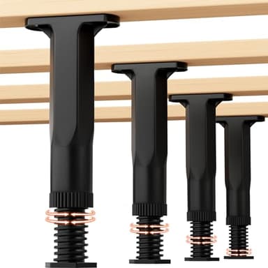 FafdBinm 4PC Bed Frame Support Legs Stabilizer Replacement Universal Slat Reinforcement 7.6-14.5 inch Black