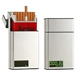 Cigarette Case with a Time Lock - Timed Lock Box Cigarette Dispenser with LCD Display for 84mm/3.3in King Size (Short) - Portable Quit Smoking Aid (Silver)