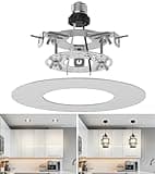 tebio Recessed Can Light Conversion Kit for R5 and 6 Ceiling Fixtures - Pendant/Hanging Light Upgrade, Compatible with Ceiling Fans, Includes 7¾" Flat Steel Medallion, White Finish