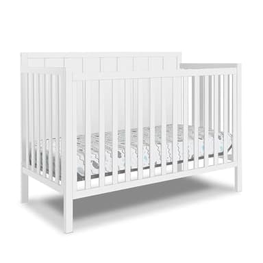 Sorelle Furniture Essex Crib Classic 4-in-1 Convertible Crib, Made of Wood, Non-Toxic Finish, Wooden Baby Bed, Toddler Bed, Child’s Daybed and Full-Size Bed, Nursery Furniture-White