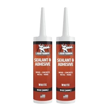 Liquid Rubber Caulk - Hybrid Silicone Adhesive and Protective Sealant, White, 2 Pack