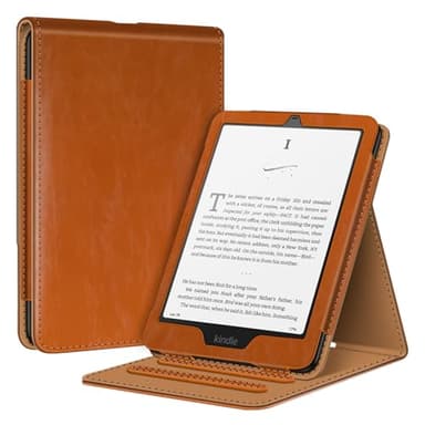 Fintie Flip Case for 7"/6.8" Kindle Paperwhite (12th/11th Generation-2024/2021) and Kindle Colorsoft - Slim Fit Vertical Stand Cover Auto Sleep/Wake for Kindle Paperwhite 2024, Brown