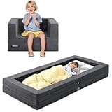 WeeGuruu Travel Toddler Bed, 3-in-1 Convertible Sofa Bed for Toddler Portable Floor Bed, Flip Open Sofa Lounger for Girls and Boys, Made with High-Density Foam and Washable Cover