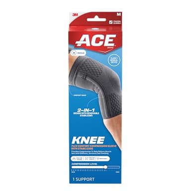 ACE Brand Flex Comfort Compression Knee Sleeve with Stabilizers 208701, Medium