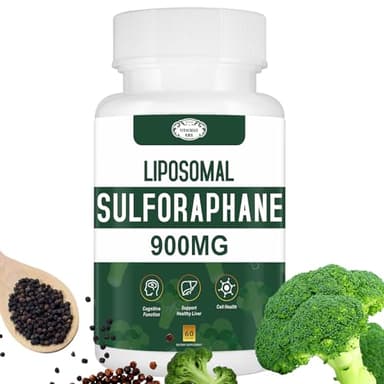 900MG Liposomal Sulforaphane Supplement Broccoli Extract, Liver Supplement for Antioxidant, Digestion, Cellular Health 60 Capsules