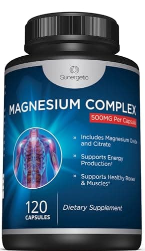 Premium Magnesium Citrate Capsules – Powerful 500mg Magnesium Oxide & Citrate Supplement – Helps Support Healthy Bones, Muscles, Teeth, Energy & Relaxation – 120 Vegetable Capsules