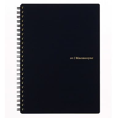 Maruman Mnemosyne Lined Notebook- A5, 8.27" x 6.34", 80 Sheets / 160 Pages, 7mm College Ruled Journal, Perforated Pages & Wire-Bound to Lay Flat, Black, Made in Japan