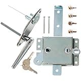 Garage Door Lock Kit, L-Handle Lock with Inside Slide Lock Latch Mechanism, Home Improvement Door Lock