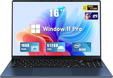 FUNYET Laptop Computer, Gaming Laptops 2026, 16 Inch Lap Top PC Windows 11 Pro, 16GB RAM 512GB SSD, Intel N150 Processor(up to 3.6GHz), Office 365, Backlit Keyboard, 2-Year Warranty