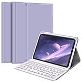 Fintie Keyboard Case for iPad Mini (A17 Pro) 7th Generation 2024 / iPad Mini 6th Gen 8.3 Inch, Soft TPU Back Cover with Magnetically Detachable Wireless Bluetooth Keyboard, Backlight/Lilac Purple