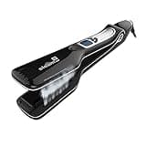Professional Salon Hair Straightener with Steam, Nano Titanium Ceramic Steam Flat Iron with Removable Comb+Digital LCD+5 Level Adjustable Temperature+Auto Temperature Lock (Black)