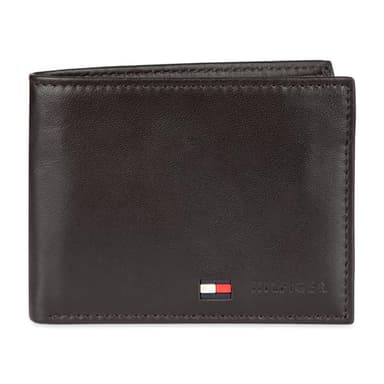 Tommy Hilfiger mens Slim Leather Passcase Wallet With Removable ID Window British Brown