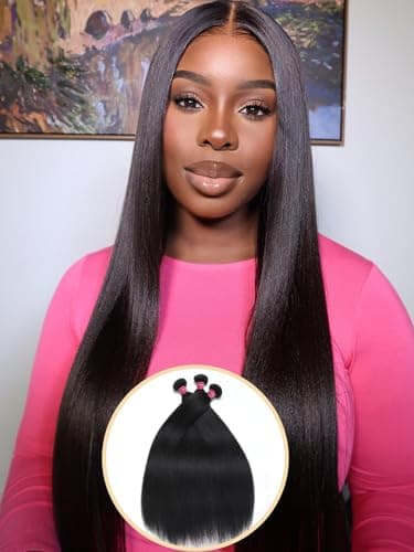 Nadula 12A Yaki Straight Human Hair 3 Bundles 22 20 18 inches, 100% Unprocessed Virgin Human Hair Weave Extensions for Women Natural Color