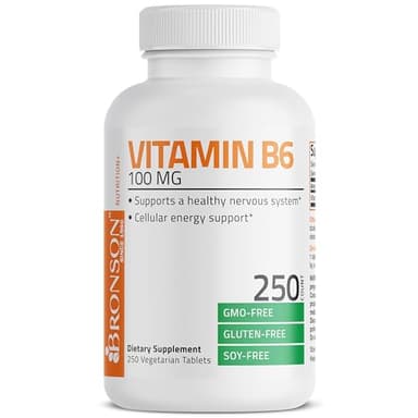 Bronson Vitamin B6 100mg Premium Vitamin B6 Supplement, 250 Tablets