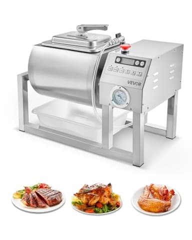 VEVOR Commercial Meat Tumbler Marinator, 20L Vacuum Tumbler Marinating Machine with Bidirectional Rotation and 3-Speed, Stainless Steel Vacuum Curing Machine for Chicken Steak Pork, Restaurant
