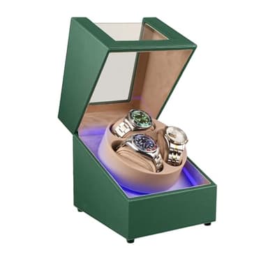 J&T Technology Watch Winder for Automatic Watches,Automatic Watch Winder with LED Light,Rotating Watch Case with Japanese Quiet Motor,4 Rotation Modes,USB Type C