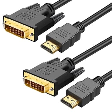 QINGLER HDMI A to DVI Adapter Cable 6ft, 2 Pack Bi-Directional 1080P HDMI to DVI-D Cable Male to Male, High-Speed Gold-Plated for Raspberry Pi, Roku, X-Box One, PS3/4/5, Graphics Card