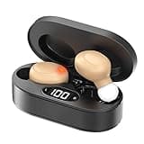 Hearing Aids for Seniors, Hearing Aid Rechargeable with Noise Cancellation Adults, senior Invisible Hearing Amplifier With Portable Charging Case Premium Comfort Design and Nearly Invisible（Beige）
