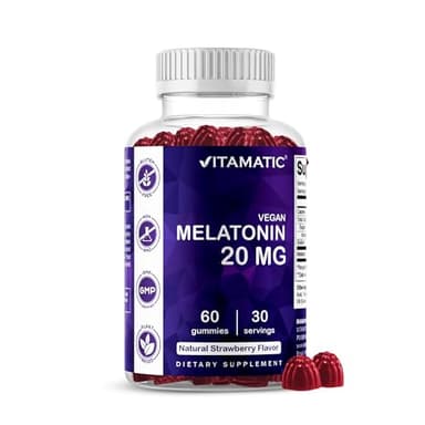 Vitamatic Melatonin 20mg Gummies for Adults, 30 Servings - 60 Count - Non-Habit Forming Supplement