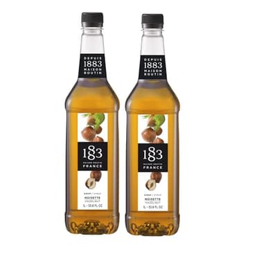 1883 Maison Routin Hazelnut Syrup, Subtly Sweet Fruity Nut Taste, Made in France, Non-GMO, Vegan, Kosher, Gluten-Free, 2 Count of 1 Liter Bottles