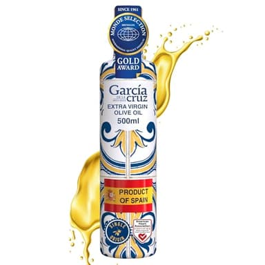 GARCÍA DE LA CRUZ - Organic Extra Virgin Olive Oil, Master Miller Premium Oil, Almond and Tomato Tones, Smooth Body, Sourced in Spain, Montes de Toledo, Glass Bottle - 500 ml