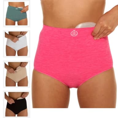 Comfizz High Waist Ostomy Underwear for Women | Level 1 - Light Support (US, Alpha, Large, X-Large, Regular, Regular, Pink)