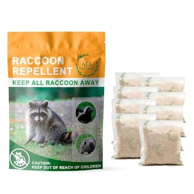 Natural Raccoon Repellent Granules – 8-Pack (25g per Bag) | Eco-Friendly, Non-Toxic & Long-Lasting Protection with Garlic, Peppermint & Wintergreen Oils | Safe for Pets and Children