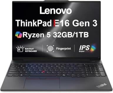 Lenovo ThinkPad E16 Gen 3 AI Business Laptop 16" IPS FHD+ Display (AMD Ryzen 5 230 (> Ryzen 5 7535U), 32GB DDR5, 1TB SSD, Fingerprint, Backlit, Thunderbolt 4, 5MP RGB Webcam, Win11Pro) w/Copilot