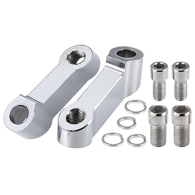 Motoforti 1 Pair Motorcycle 10mm 8mm Mirror Handlebar Mount Riser Extender Adapter Rearview Stem Mirror Adapter for Honda for Suzuki for Kawasaki Silver Tone