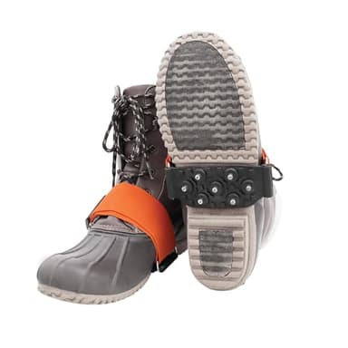 GGS Ice Cleats for Shoes & Boots – Non-Slip, Mid-Sole Spikes with Adjustable Strap for Traction in Snow and Ice, Winter Hiking, Fishing, Walking, and Climbing, One Size