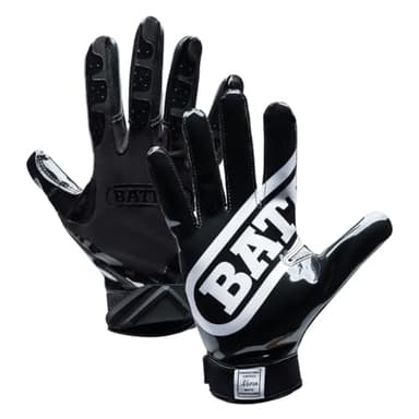 Battle Sports Double Threat Wide Receiver Football Gloves - Adult and Youth Football Gloves - Ultra Stick Gloves - Youth Medium, Black