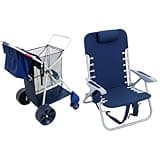 Rio Brands Wonder Wheeler Cart and Rio Beach Lace-Up Backpack Beach Chairs Bundle