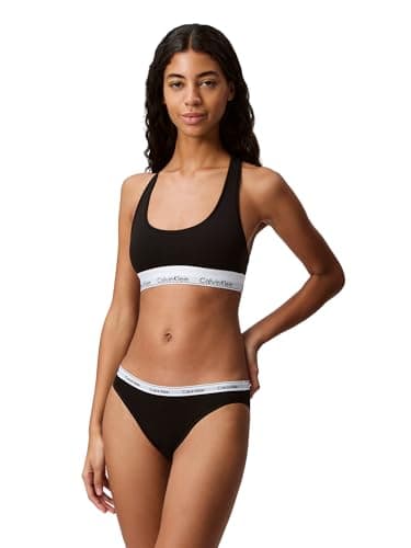 Calvin Klein Women's Polyester & Elastane Non-Wired and Non-paded Bralette Bra (29639810003_Black_Medium)