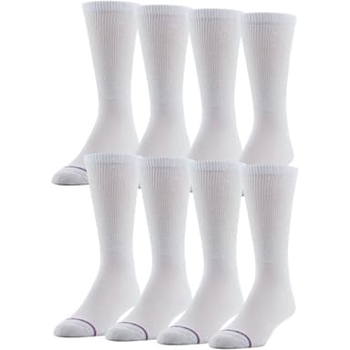 MediPeds unisex-adult Crew Socks With Non-Binding Top and Cushion, Multipairs, White (8-pairs), Shoe Size: Men's 7-12; Women's 10-13