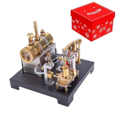 Steam Engine Model with Boiler DIY Kit, SE-01 Full Metal Beam Engine Steam Engine Model Kit That Works with Centrifugal Regulator (84PCS)