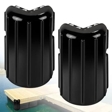 JYINCPED Corner Dock Bumpers,Boat Dock Corner Bumpers Fenders,Marine-Grade Viny,Inflatable Protection Fender Guard,Stainless Steel Mounting Hardware Included,8" x 16",2Pack-Black