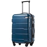 Coolife Luggage Suitcase PC+ABS Spinner Built-In TSA lock 20in 24in 28in Carry on (Caribbean Blue., S(20in_carry on))