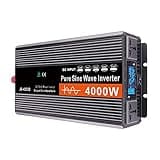 Pure Sine Wave Inverter 12V to 220V 3000W-6000W Peak Power Converter DC to AC with LCD Display, for Car Boat Truck RV Solar Power,4000W-12Vto220V