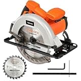 Yunirvana 11 Amp Corded Circular Saw with Circular Saw Blade, 6000RPM, Adjustable Cutting Depth, 7-1/4 Inch Blade, Ideal for Wood and Plastic Cuts, Professional Carpentry Tool for Precision Cutting
