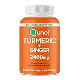 Qunol Turmeric Curcumin with Black Pepper & Ginger, 2400mg Turmeric Extract with 95% Curcuminoids, Extra Strength Supplement, Enhanced Absorption, Joint Support Supplement, 105 Count