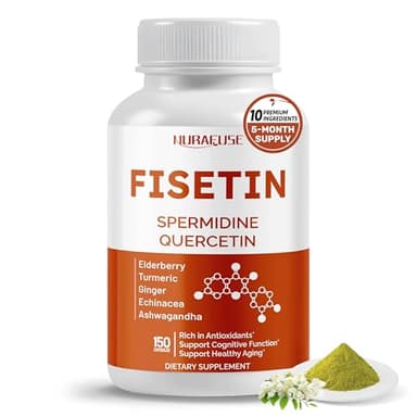 NURAFUSE Fisetin 10-in-1 Formula - with Spermidine Quercetin Resveratrol, Elderberry, Turmeric Non-GMO, Gluten-Free, Soy-Free