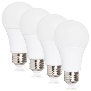 Maxxima Dimmable A19 LED Light Bulb - 800 Lumens, 60 Watt Equivalent, Soft White 2700K, 9 Watt, UL Listed for Lamps, Light Fixtures, and Household Lighting Needs - 4 Pack