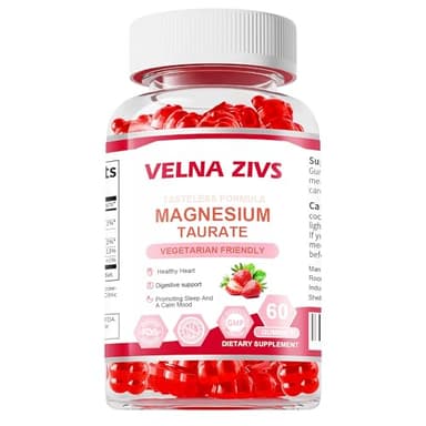Magnesium Taurate Gummies 1800mg, Magnesium Taurate Supplement, High Absorption& chewable for Kid and Adults, Muscle and Heart Health Support, Vegan, Gluten Free, 60 Counts