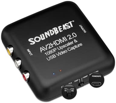 SoundBeast AV to HDMI Converter & Recorder 2.0 - AV RCA Composite to 1080P HDMI TV Upscaler - for VCR, VHS, DVD, Camcorder, Hi8, Gaming - 4:3 Aspect Ratio - USB Video Capture
