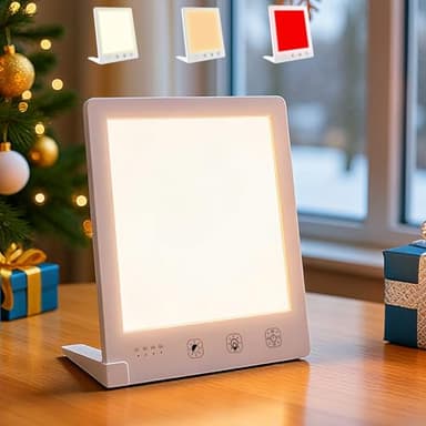 DABLEIBEN Sun Light Therapy Lamp with Red Light - 10000 Lux LED Sun Light Therapy Lamp for Face, Improving Mood, Energy, Sleep & Skin Care, with 4 Light Modes & 5 Brightness Levels, Timer, UV-Free