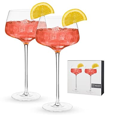 Viski Angled Stemmed Cocktail Glasses for Aperol Spritz, Campari Spritz, Tonic, Classic Cocktails, Elegant Long Stem Crystal Drinking Glasses, Perfect for Party Events & Celebrations, 16 oz, Set of 2