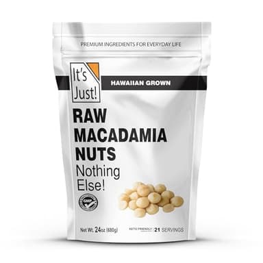 It's Just - Hawaiian Macadamia Nuts, Raw Unsalted, Perfect for Baking, Grown in Hawaii, Made in USA, Keto Friendly, Resealable Bag [24oz (Pack of 1) / Raw Unsalted]
