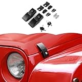 Routen Stainless Steel Hood Latches Hood Lock Catch Latches Kit for Jeep Wrangler JK JKU JL JLU JT 2007-2024(Black)